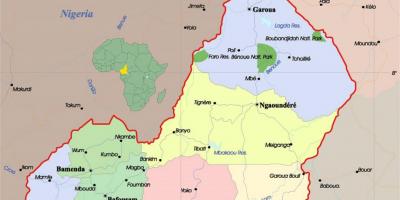 Camerun mapa amb les ciutats