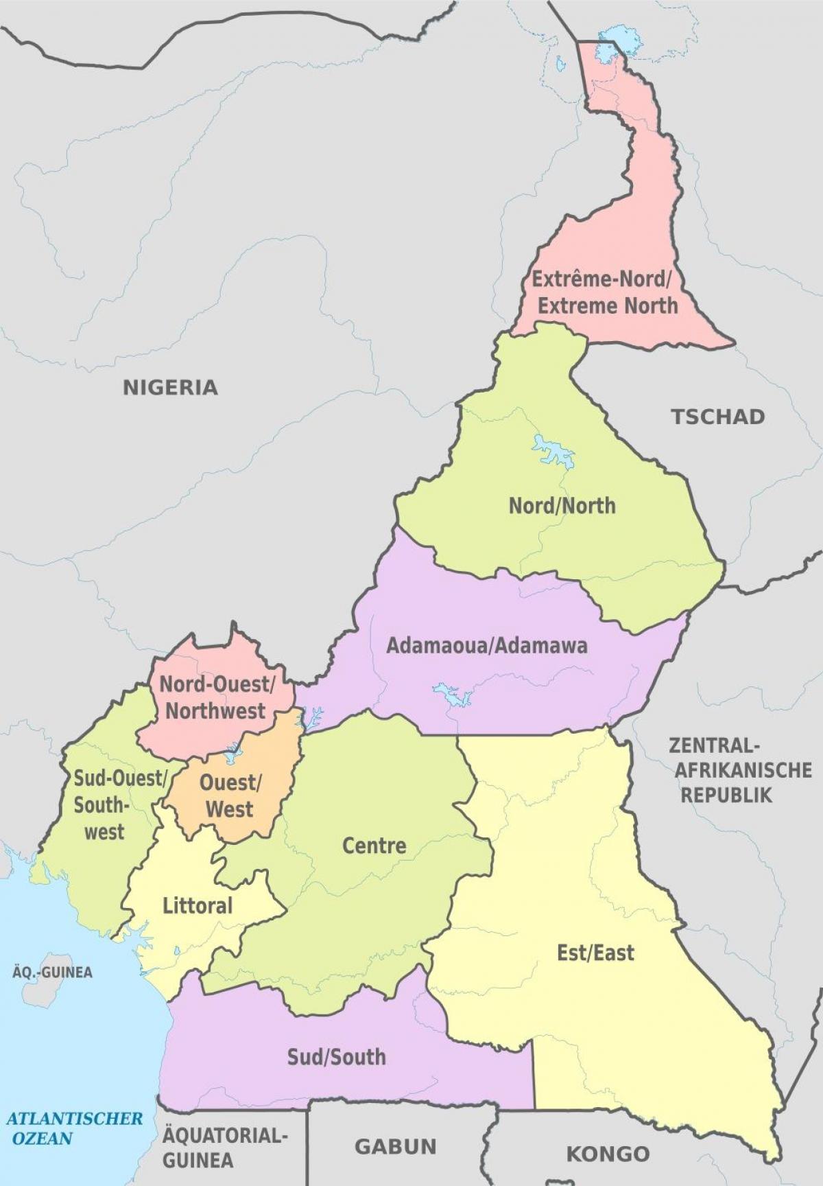 Mapa administratiu de Camerun